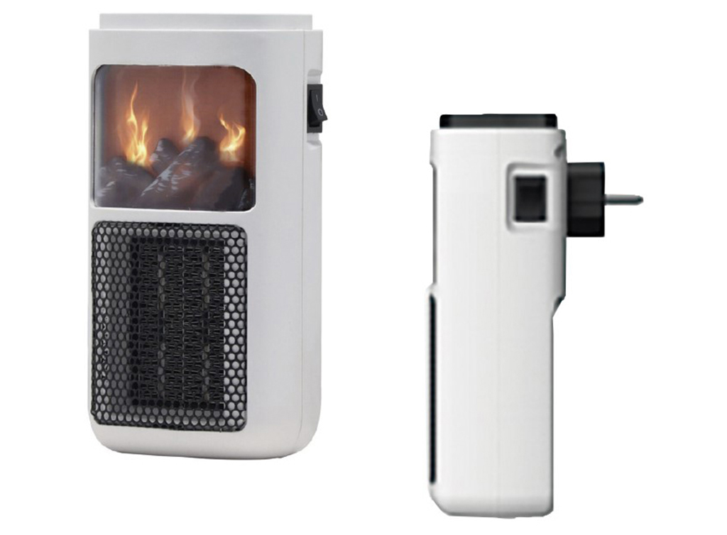 Mini Calefactor con Enchufe, Efecto Llama de Fuego y Programador