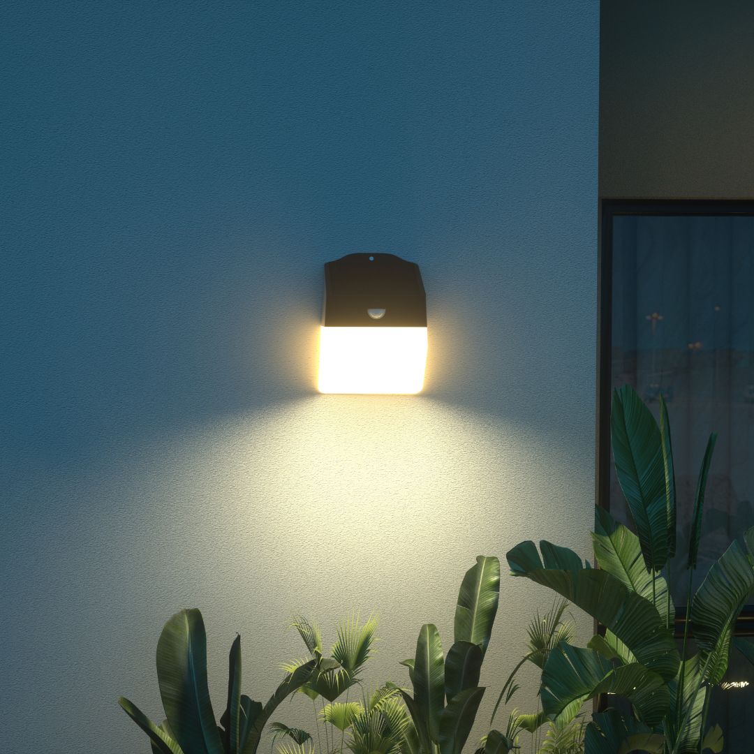 Aplique LED Solar 2W 3000K 220lm IP65 con Sensor Crepuscular y Presencia