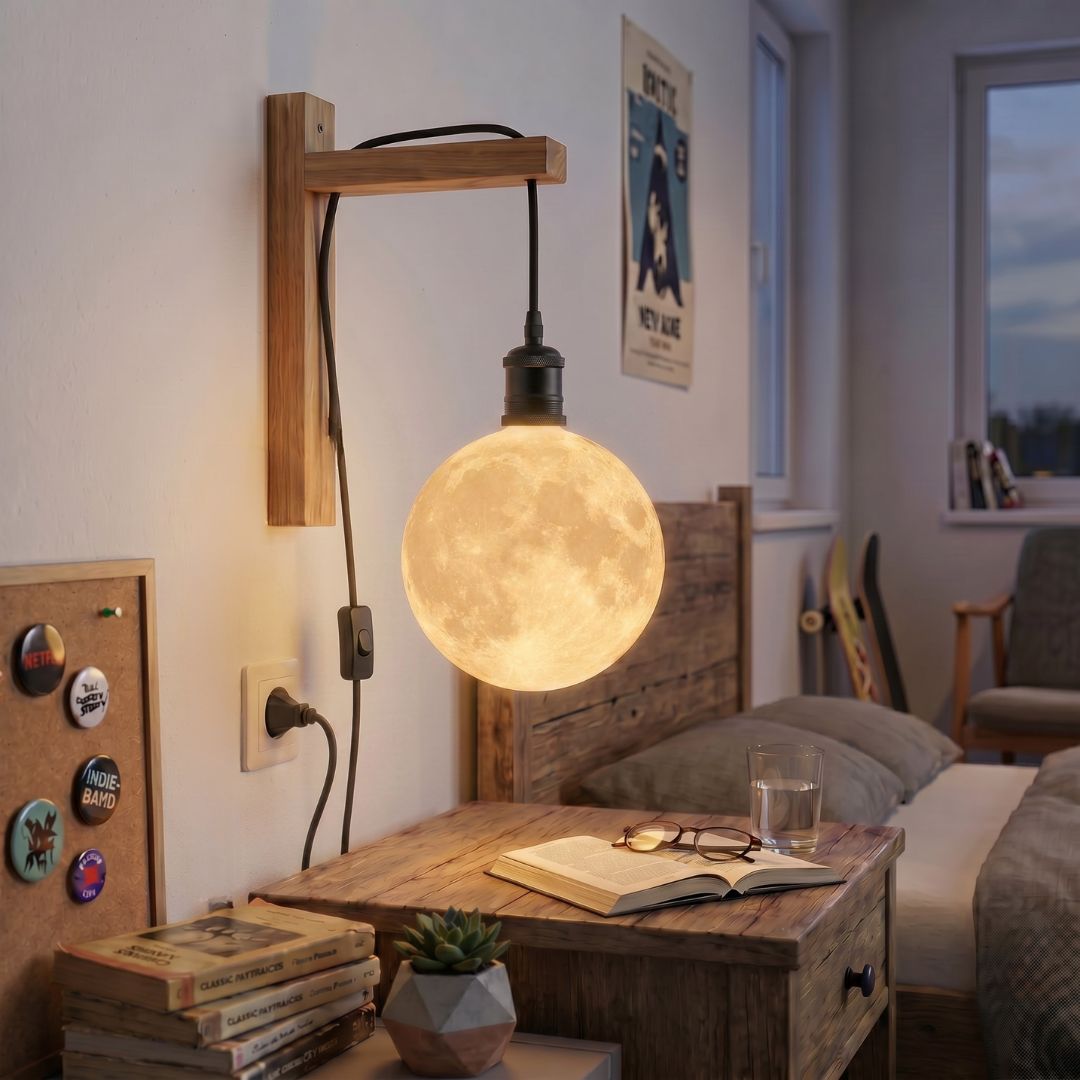Bombilla LED Decorativa E27 Efecto Luna 3D Ø200mm – Luz Ambiental 4