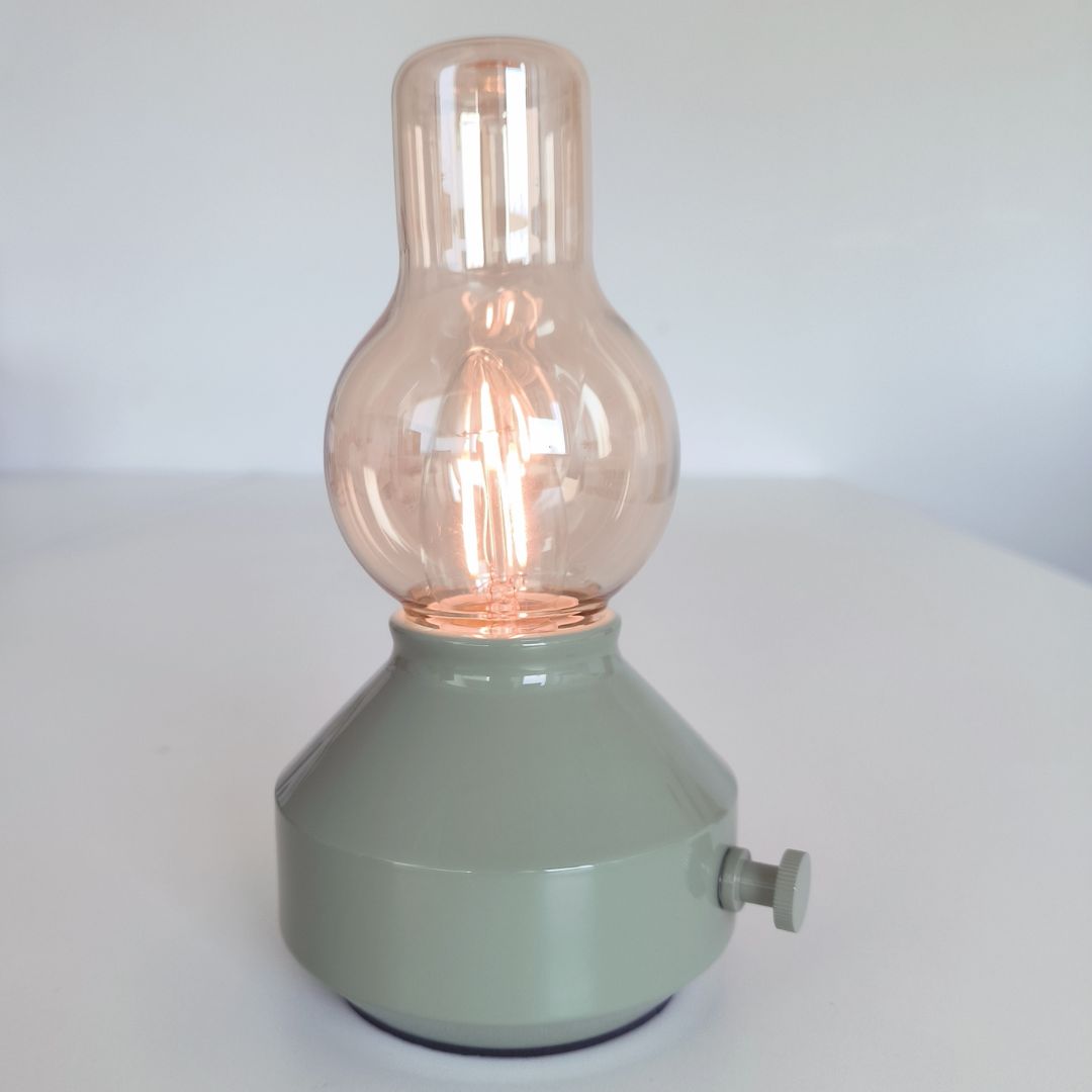 Farol LED Vintage Recargable USB-C Verde | Candil Antiguo Regulable 2W 2700K 3