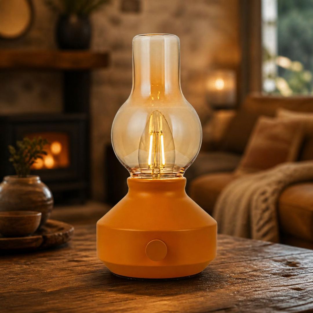 Lampe de table en verre champignon