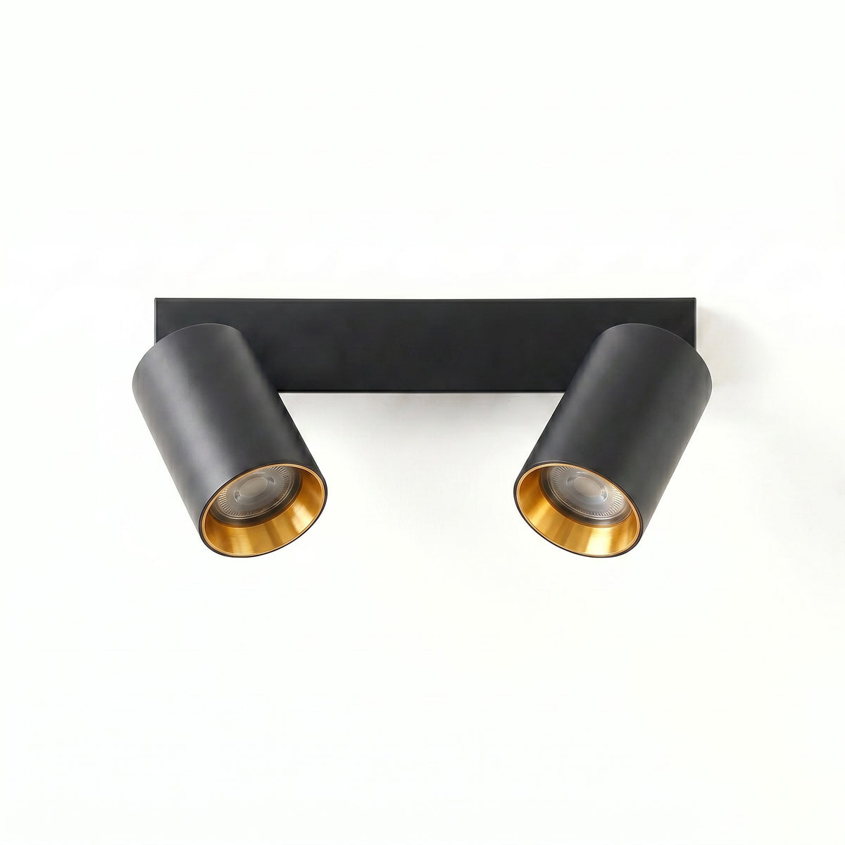 Applique et Plafonnier en Métal avec 2 Spots GU10 avec Anneau Doré Interchangeable