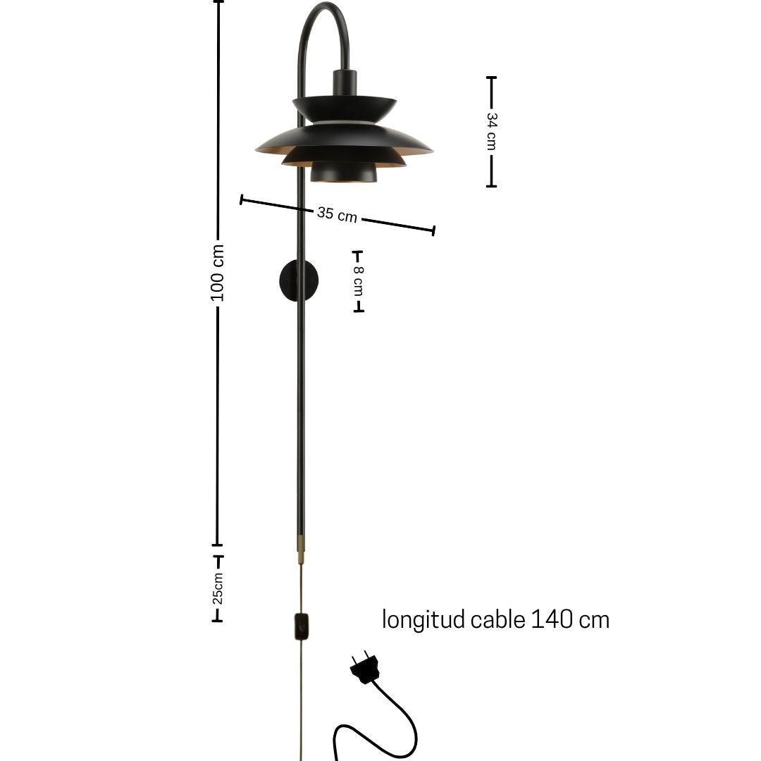 Aplique de Pared Moderno Oiz E27 con Tulipa Metálica Decorativa