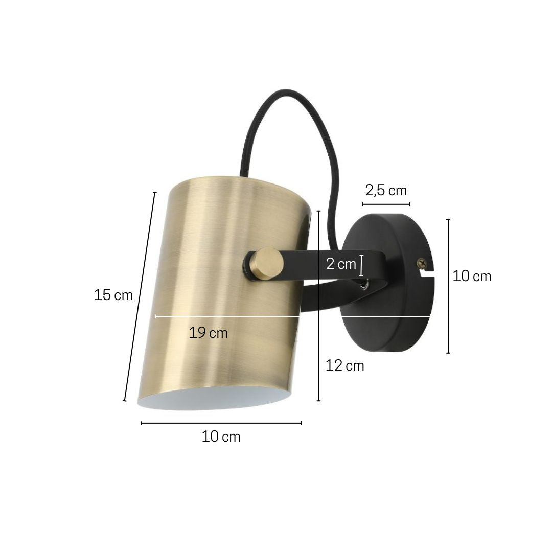 Aplique de Pared Interior Aluminio Negro y Dorado, Orientable