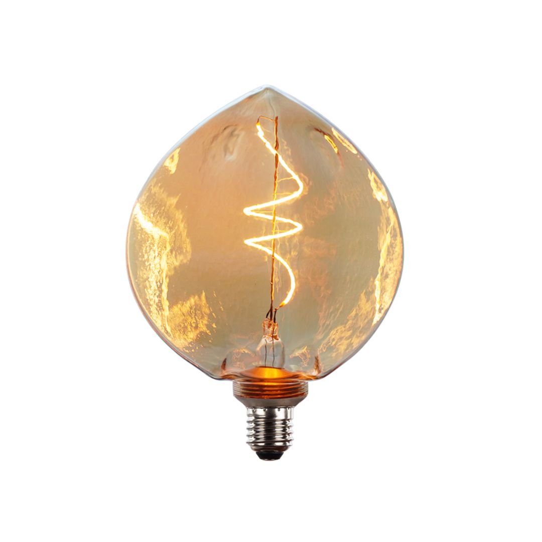 Lâmpada LED decorativa E27 4W 1800K com design de folha de vidro dourada