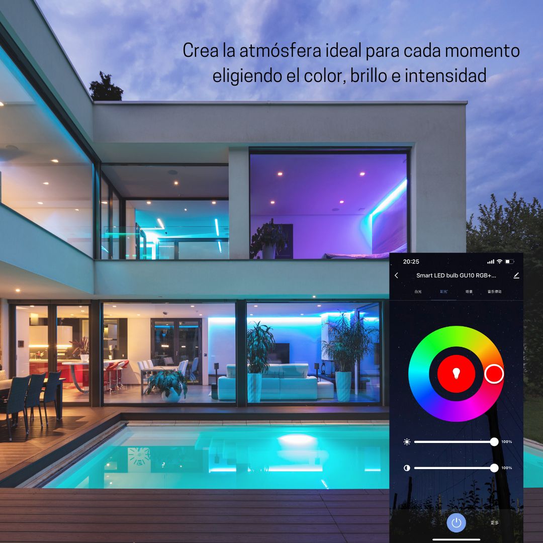 Ampoule Wifi Led Dichroïque Intelligente GU10 4,5W RGBW et CTT (2700K-6500K)