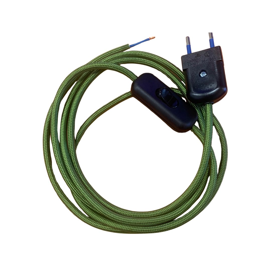 Câble textile avec interrupteur et prise 2 m – Kit électrique pour lampes