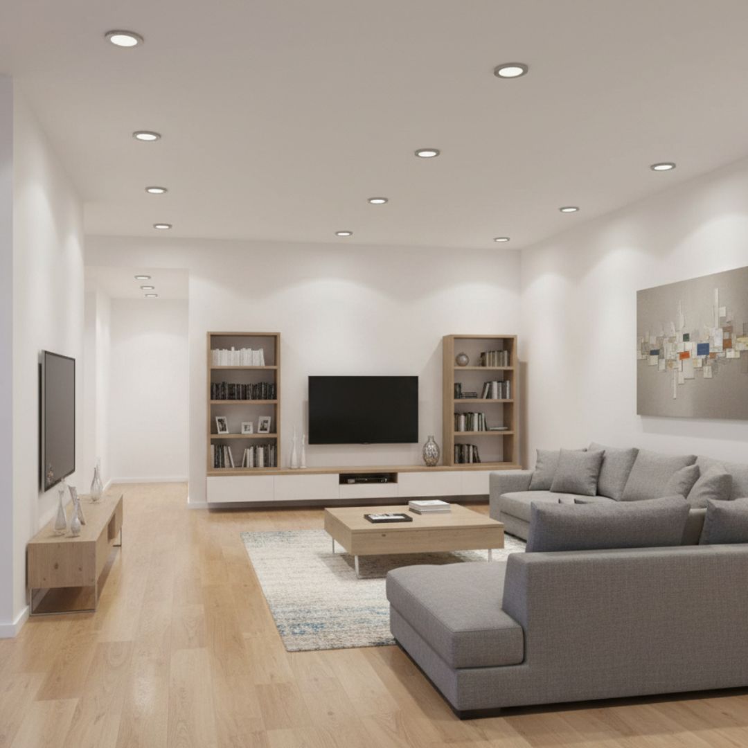Downlight LED Empotrable Redondo 18W Regulable, LED Oculto, Aro Blanco y Cristal Transparente