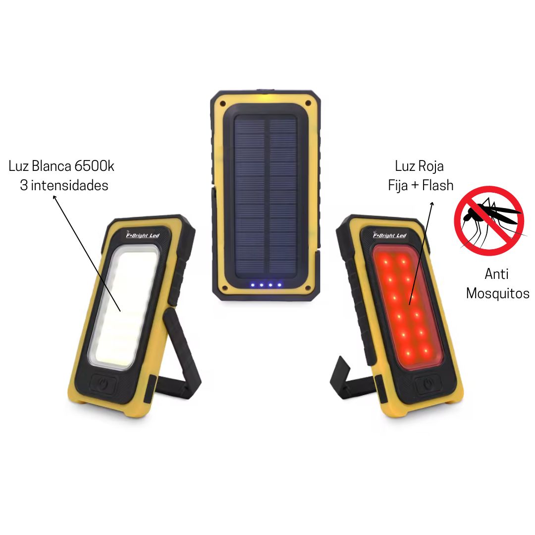 Lanterne solaire LED rechargeable par USB avec crochet et aimant 10 W + 5 W IP44