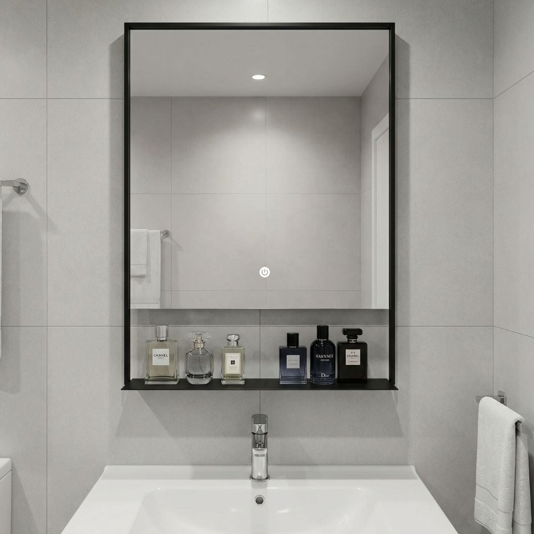 Espejo LED Rectangular con Balda, Antivaho y Cambio de Tono – 60x80 y 70x80 cm
