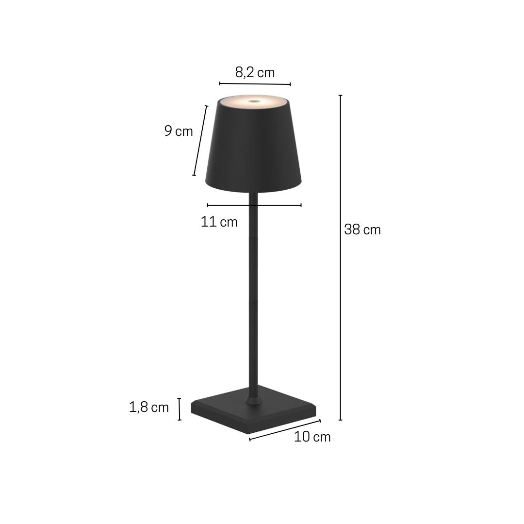 Lampe de table LED d'extérieur sans fil 3,5 W, rechargeable par USB, à intensité variable et CTT