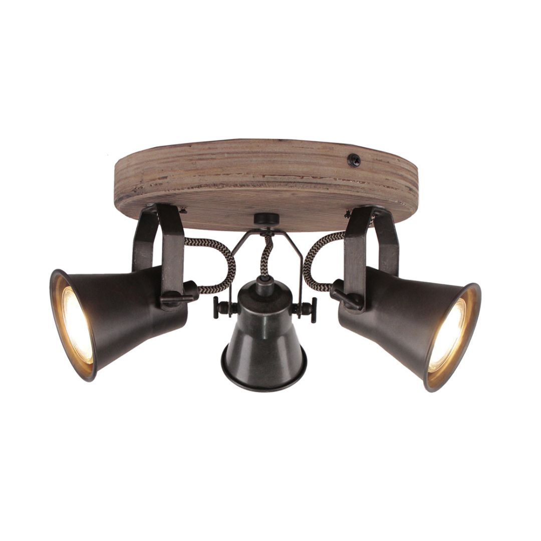 Aplique de Techo de Madera y Cerámica Esmaltada 3 Focos GU10