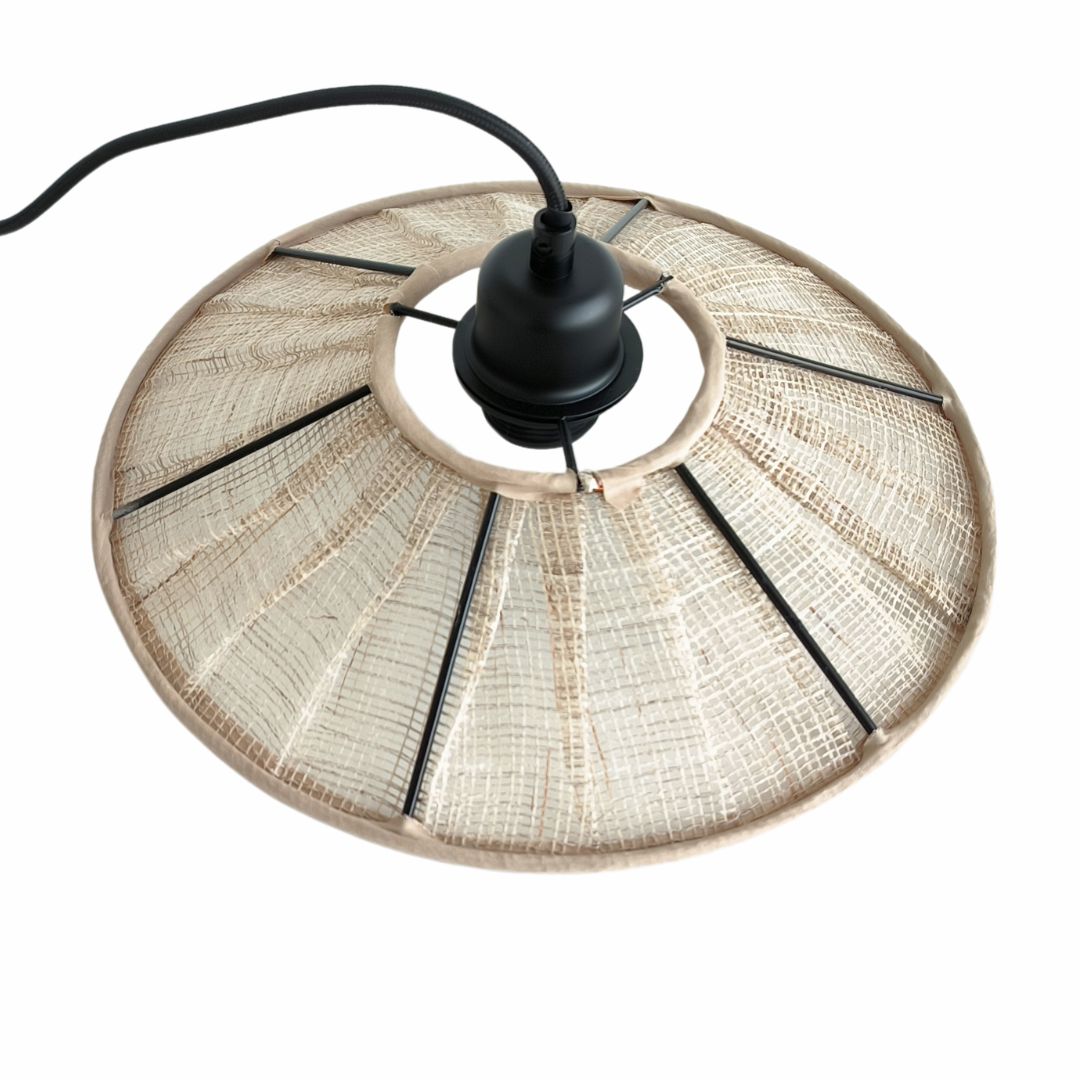 Lampe à suspension LED 72W 3000K avec abat-jour en toile de jute