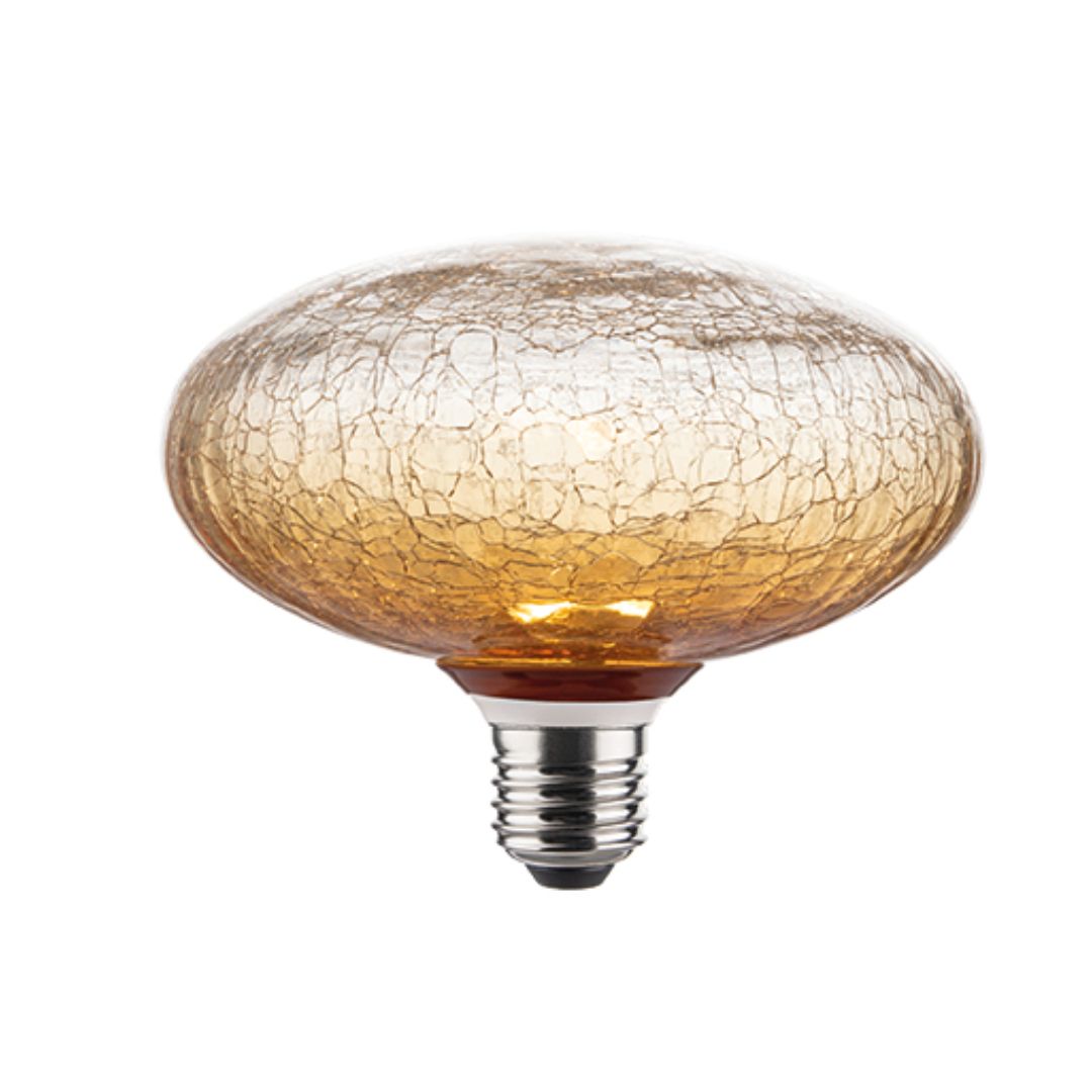 Bombilla LED UFO Craquelada Dorada 3,5W E27 3000K – Luz Cálida Decorativa