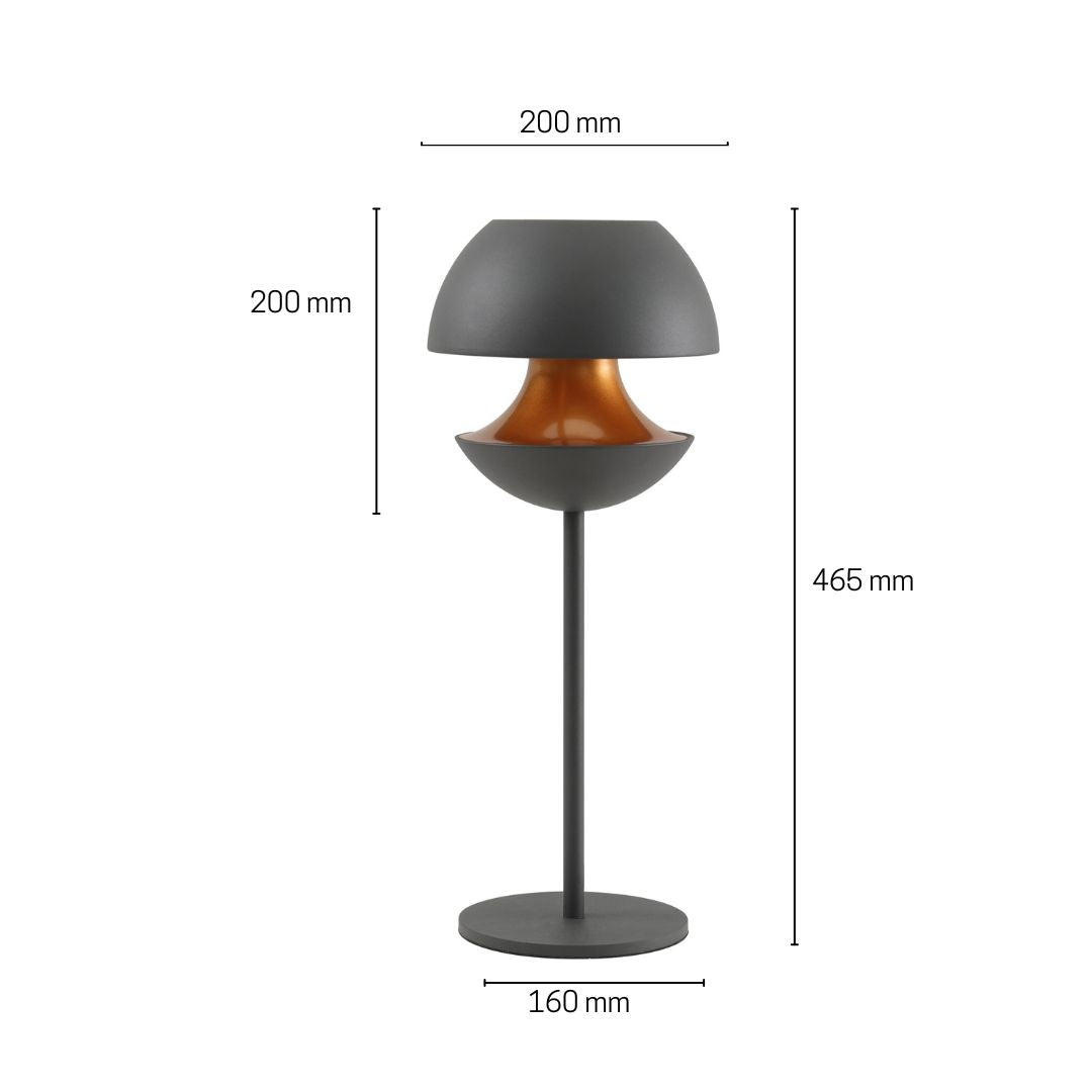 Candeeiro de mesa com tulipa preta e dourada