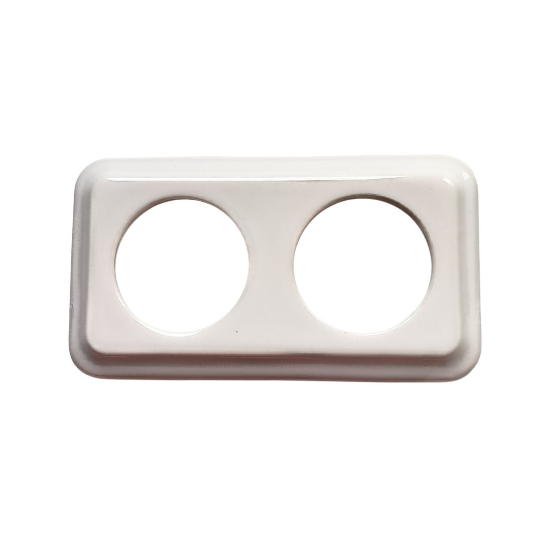 Marco Doble Cuadrado de Empotrar en Porcelana Blanca – Para 2 Mecanismo