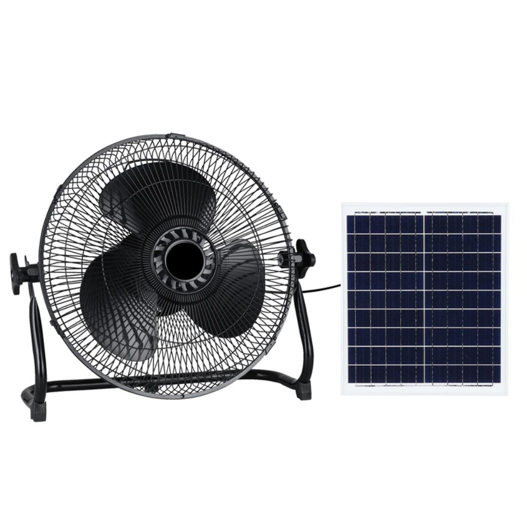Ventilador de Suelo Solar Motor AC 15W con Cargador Eléctrico 2A