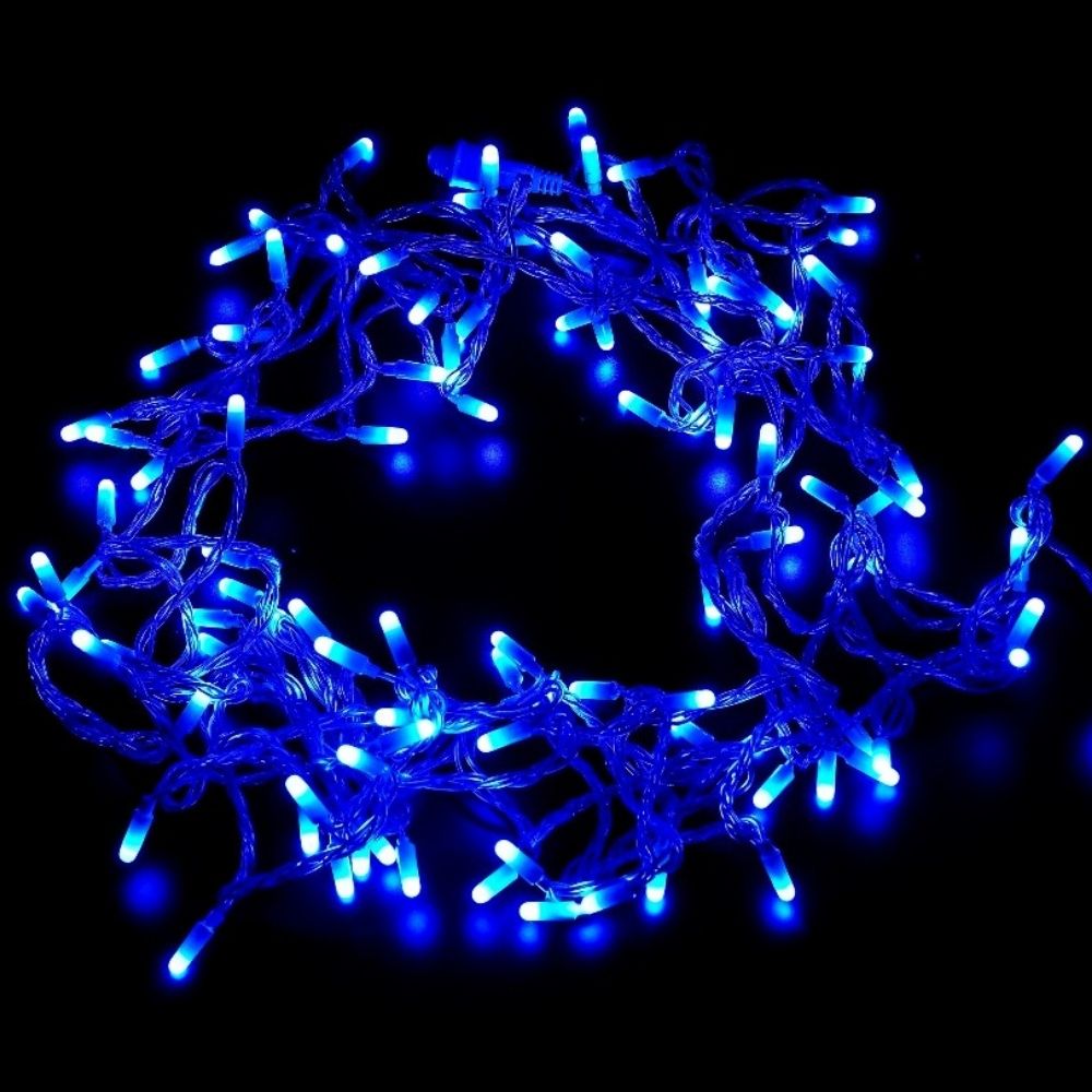 Guirnalda de 144 LED Azules – 15m con Cable Transparente, Solo Interior IP20