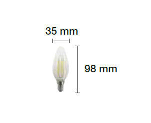Pack 5 Bombillas Vela Filamento Led Eco E14.