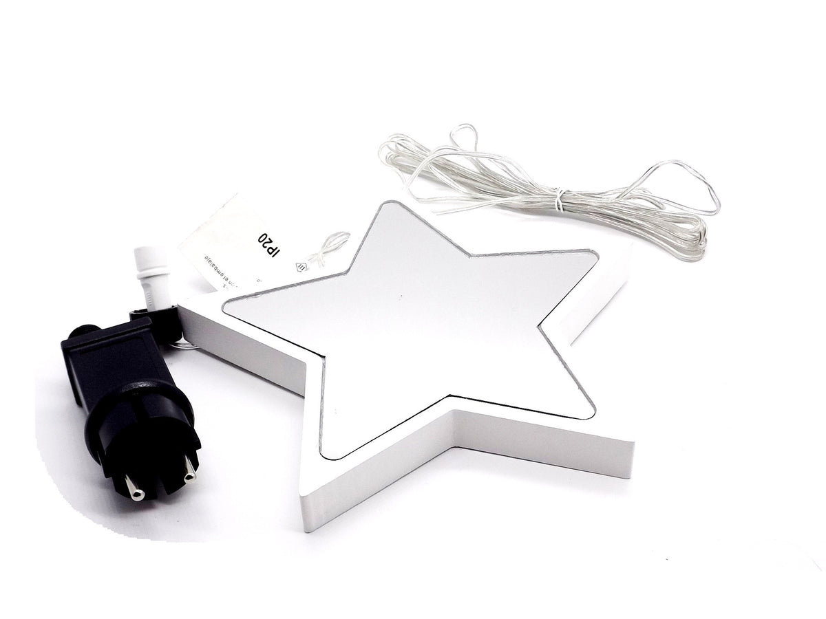 Estrella Led en Madera Blanca Efecto 3D.