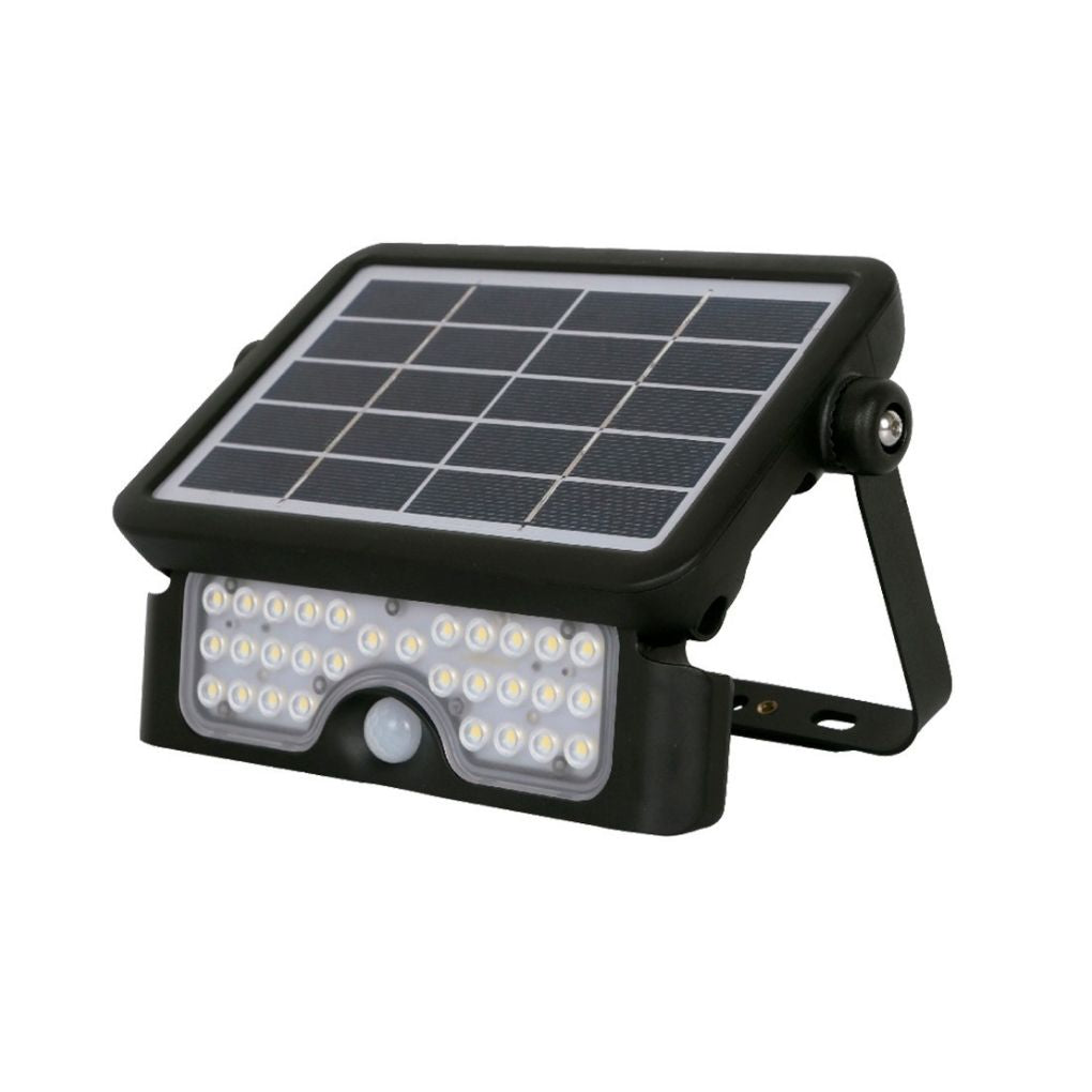 Proyector Led Solar 5W Sensor Crepuscular y Movimiento Negro IP65