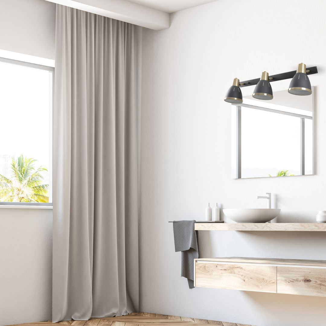 Aplique de pared de Metal 3 Focos Negro y Dorado