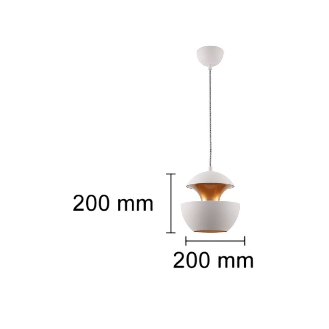 Lampe à suspension en métal avec tulipe blanche et dorée | Luxe et sophistication