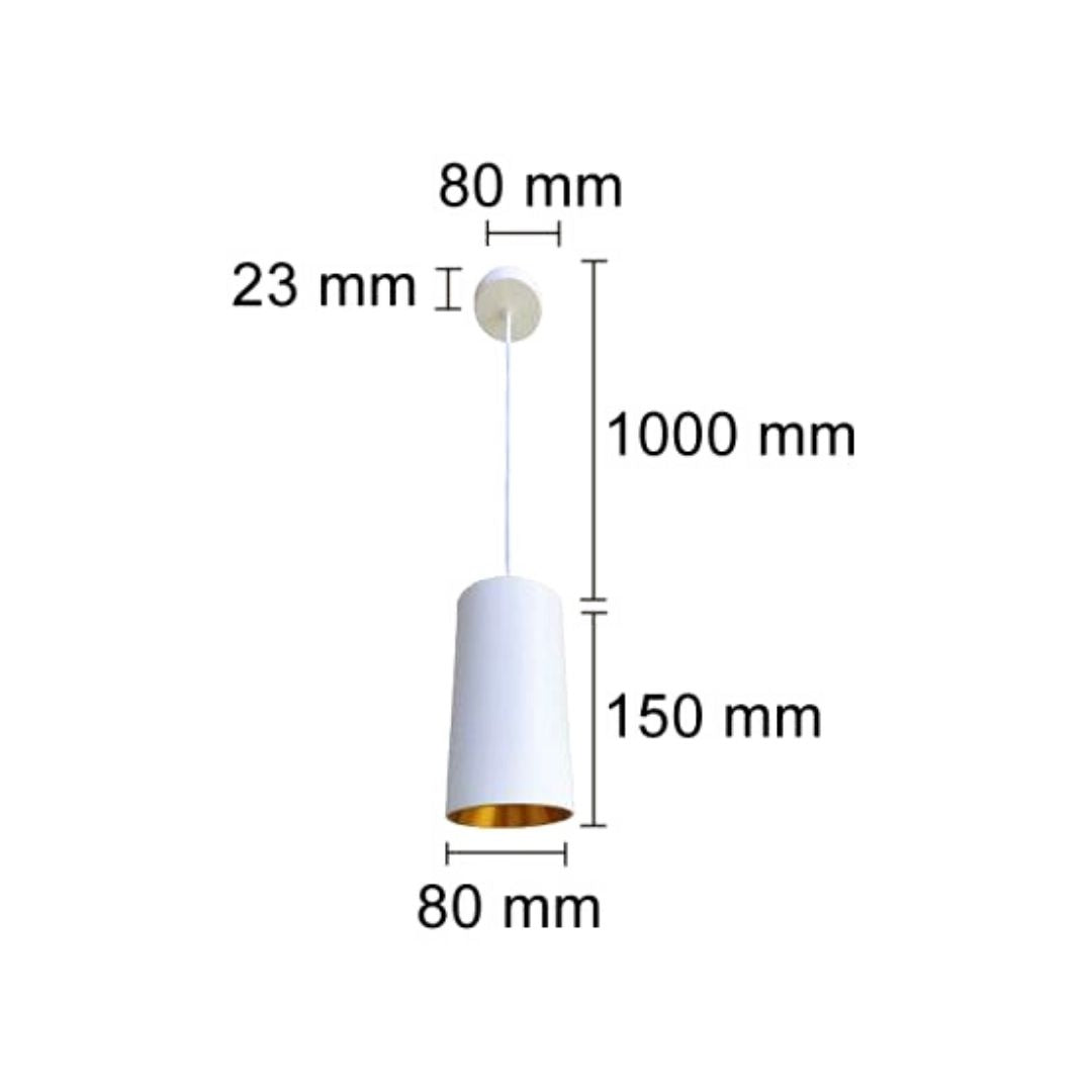 Lampe à Suspension de Plafond Tube LED 15W 3000K 15cm avec Intérieur Doré