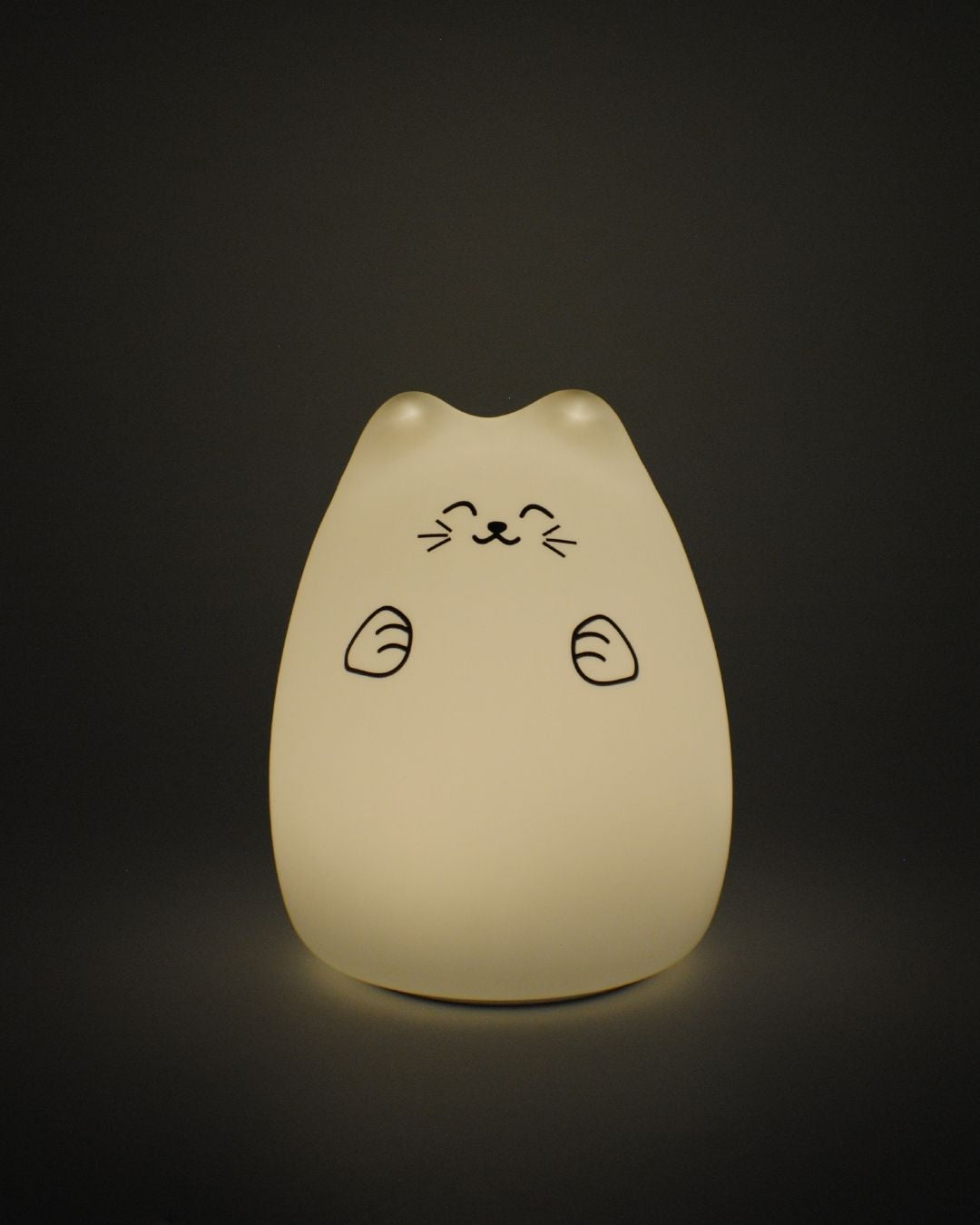 Luz noturna LED de gato de silicone com USB.
