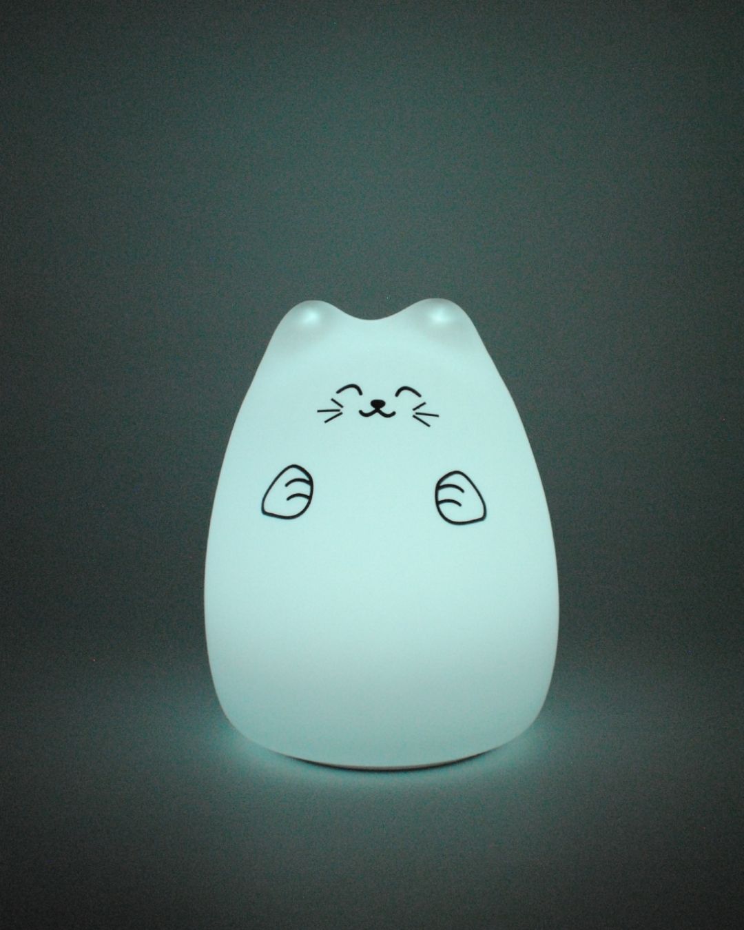 Luz noturna LED de gato de silicone com USB.