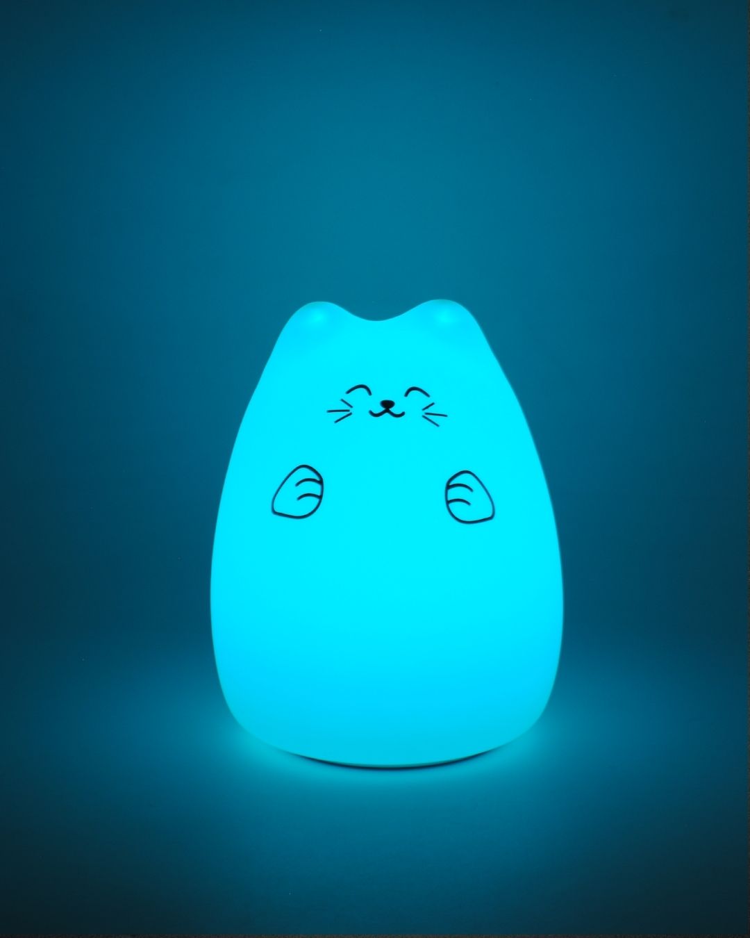 Luz noturna LED de gato de silicone com USB.