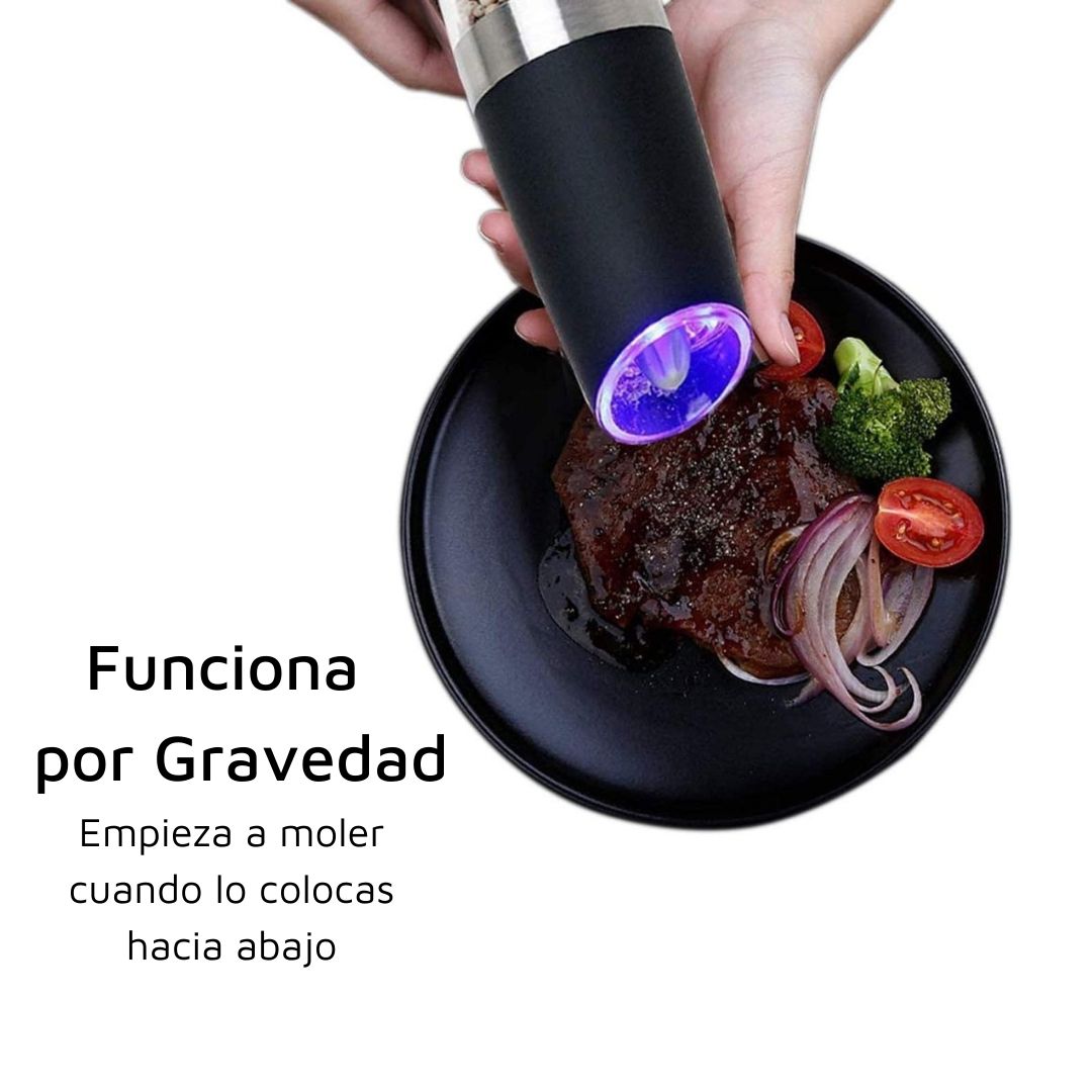 Moedor elétrico de pimenta e sal com aspereza ajustável