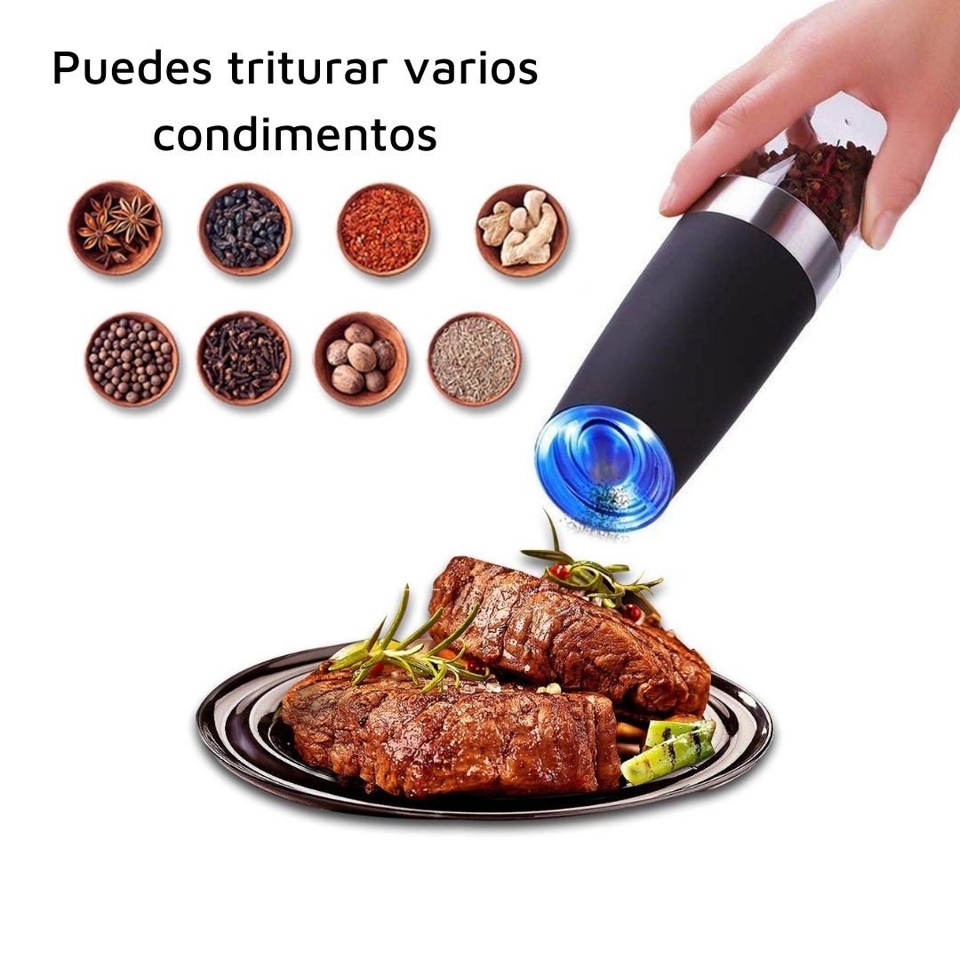 Moedor elétrico de pimenta e sal com aspereza ajustável