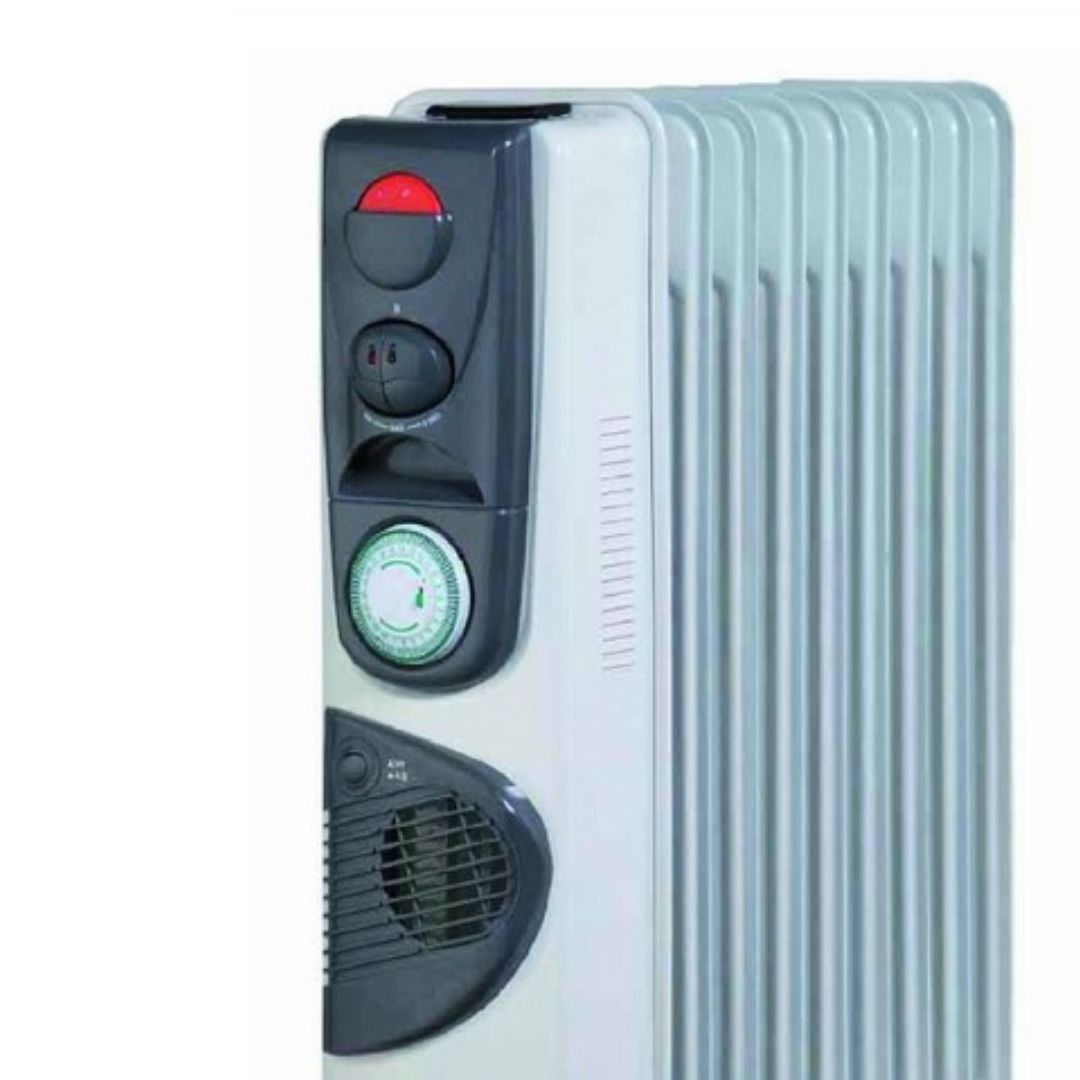 Radiador Aceite 2000w 9 Elementos, Doble Interruptor, Programador y Convector