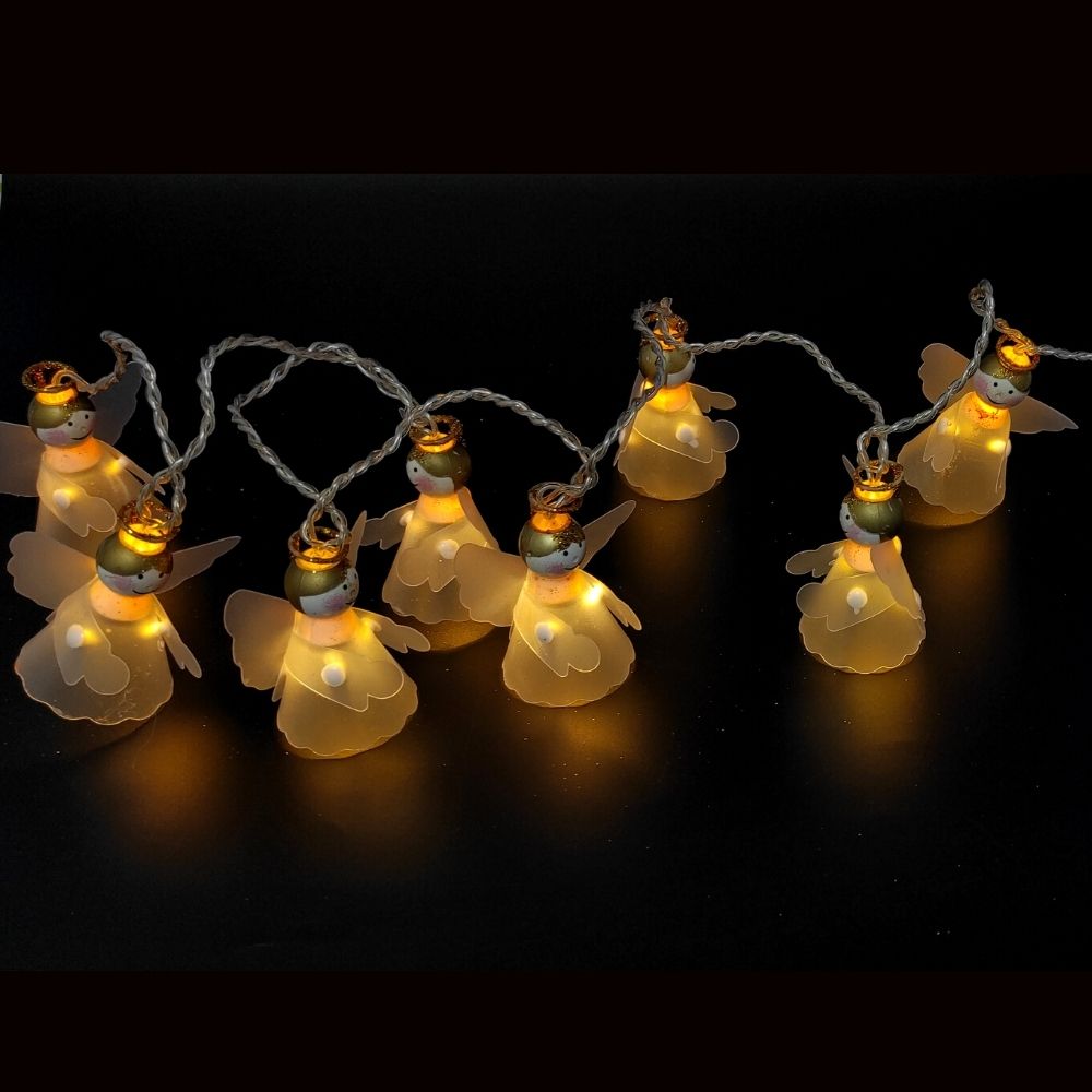 Guirnalda LED de 8 angelitos con luz cálida, 5,10 m