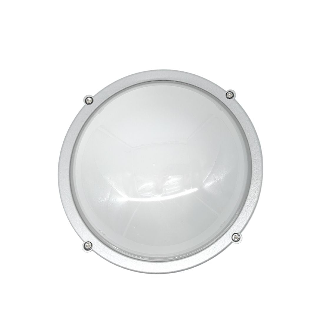 Applique Murale Led Extérieure Ronde Argentée 12W 3000k IP65