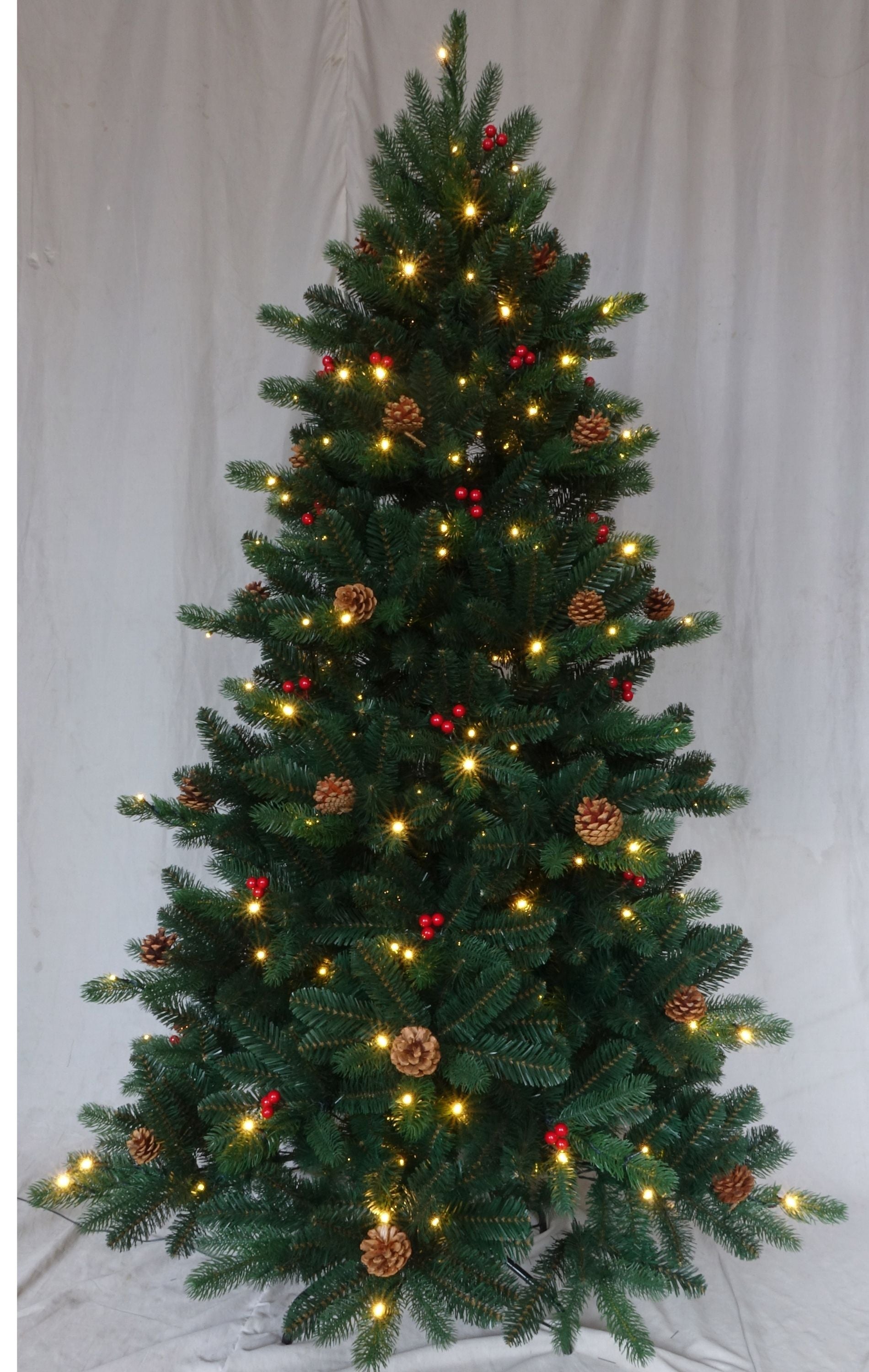 Árbol de Navidad LED 180cm con Piñas y Bolitas Rojas – Iluminacion de Diseño, image size:1900x3000