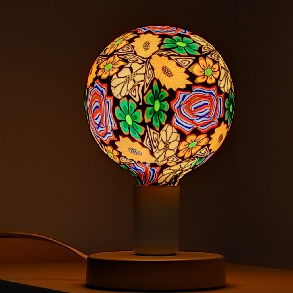 Ampoule Led Décorative E27 4w 3000k Globe Silicone Fleurs et Feuilles Vertes