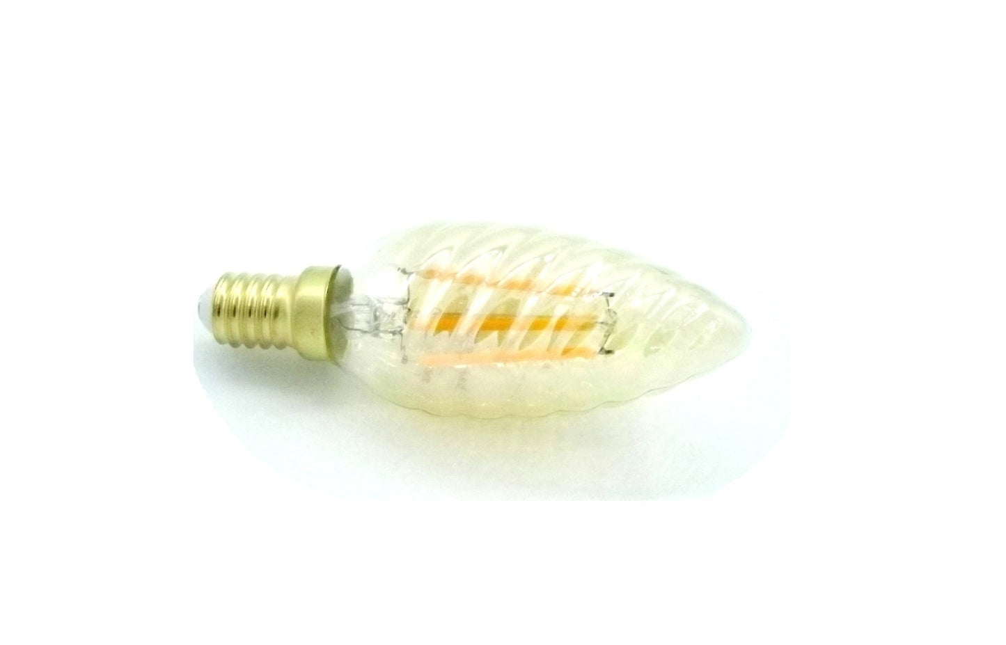 Lâmpada Vela Led E14 4w 2200k em vidro dourado encaracolado