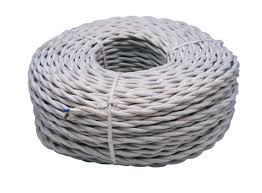 Cabo Elétrico Trançado de Algodão 3 x 1 mm Branco vendido ao metro