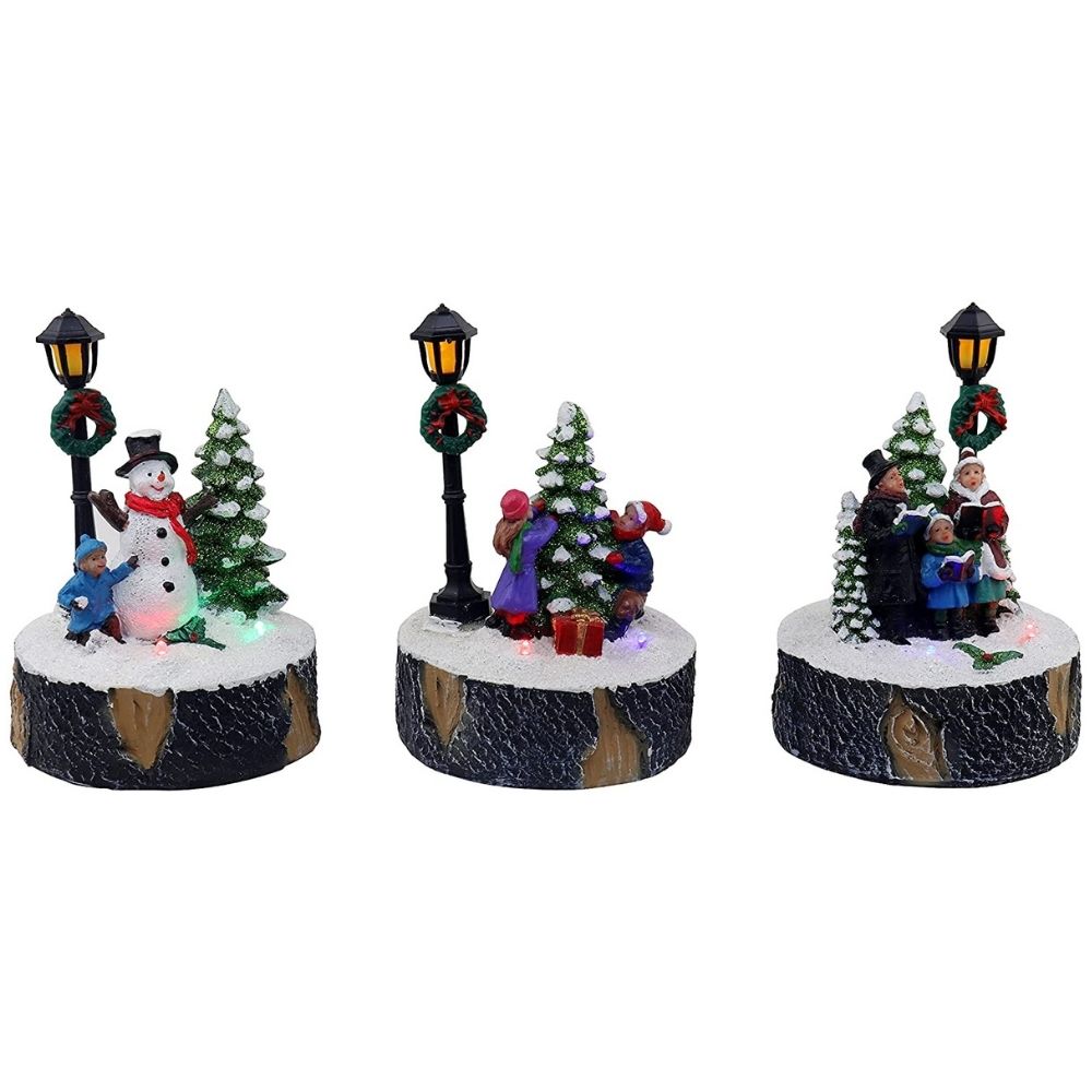 Juego 3 Figuras Led de Navidad, Coro, Muñeco de Nieve y Niños