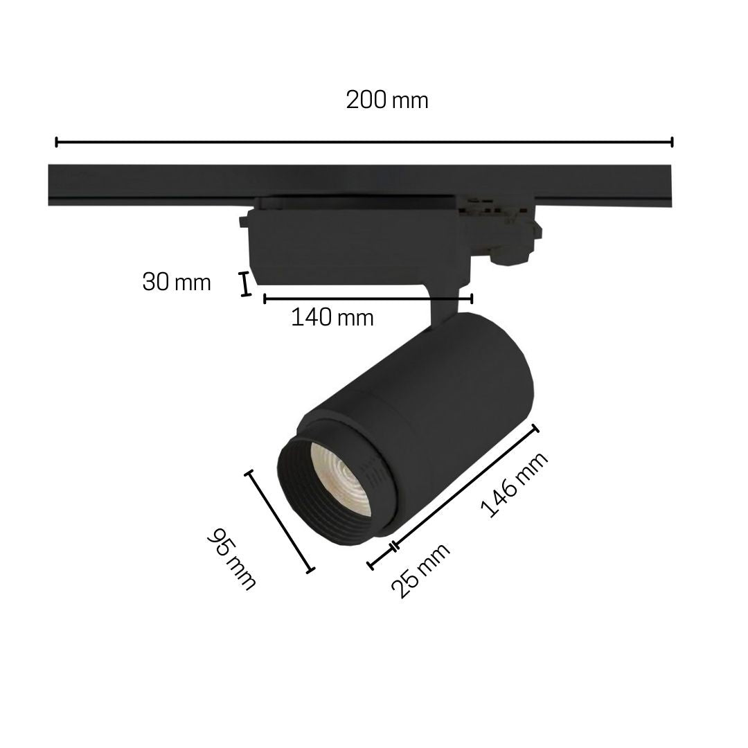 Refletor Led 4 Vias Trifásico 30w 3000k Ângulo Ajustável, 3 Luzes