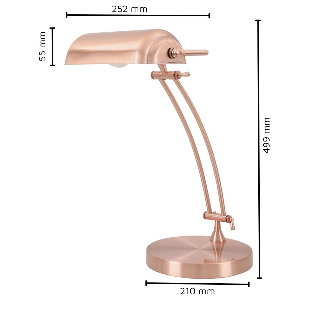 Lampe de table banquier pliante en métal rose