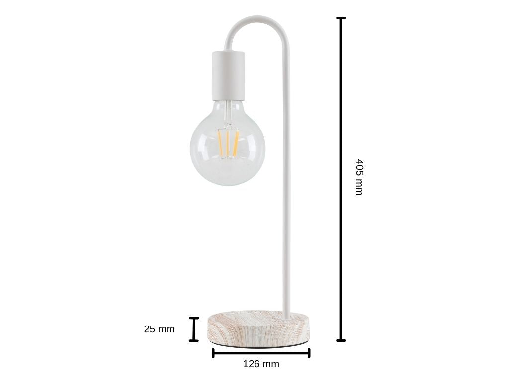 Base con Cable e Interruptor E27 para Lámpara de Mesa en Blanco