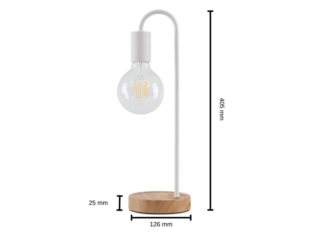 Base con Cable e Interruptor E27 para Lámpara de Mesa en Blanco y Marrón