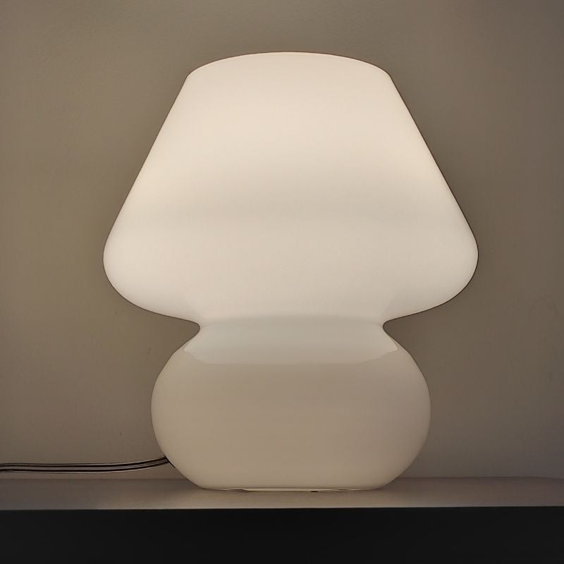Candeeiro de mesa de banco de cogumelo de vidro