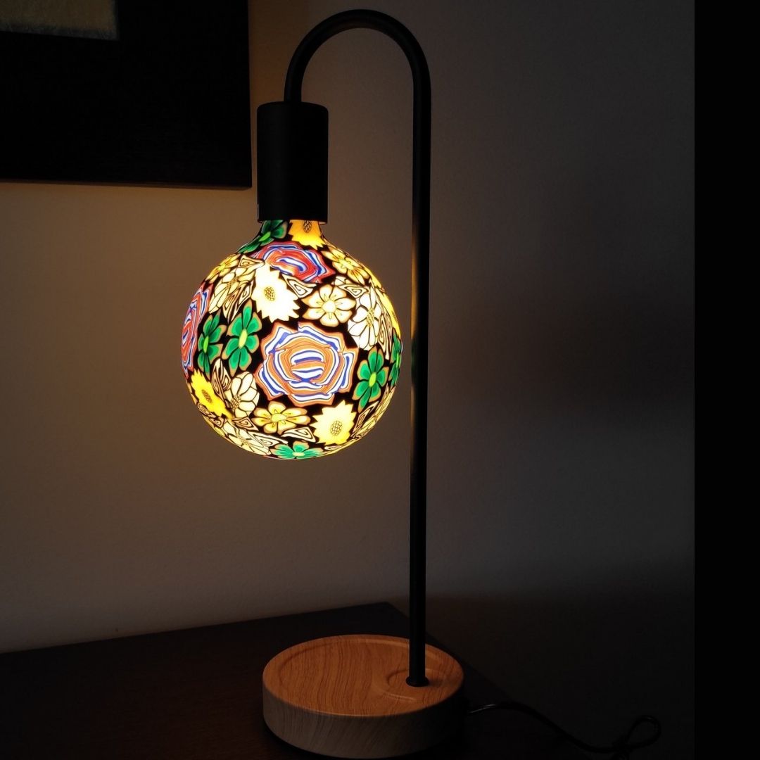 Ampoule Led Décorative E27 4w 3000k Globe Silicone Fleurs et Feuilles Vertes