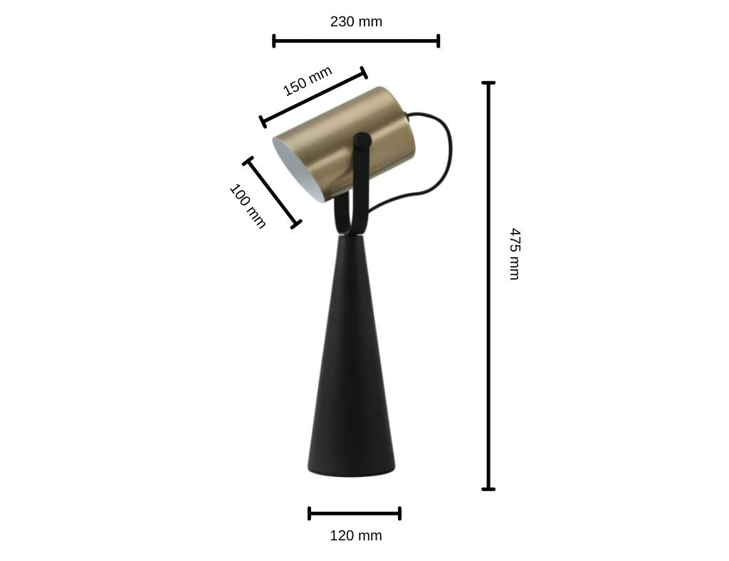 Lampe de table Thora en métal noir et doré