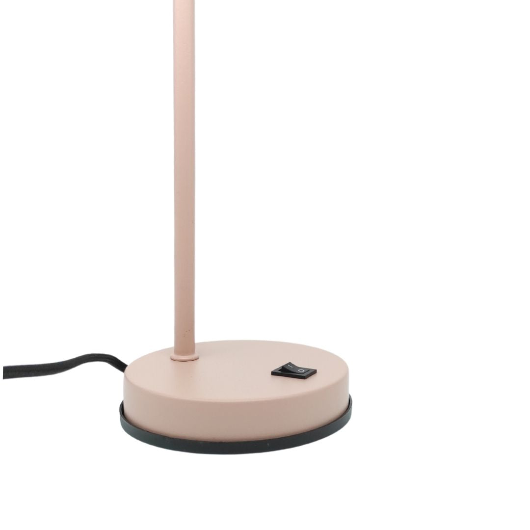 Candeeiro de mesa em metal rosa e prateado com foco ajustável