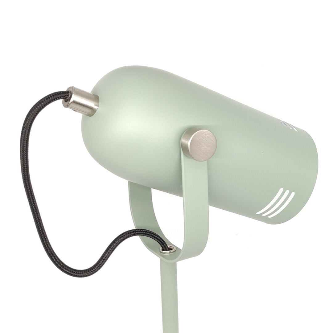 Lampe de table en métal vert et argenté avec mise au point réglable